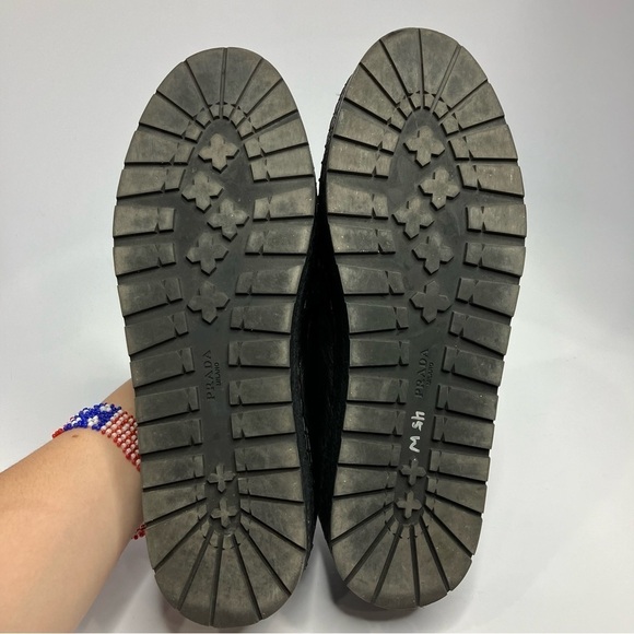 Prada platform espadrille shoes black leather size 40.5 - Picture 5 of 9